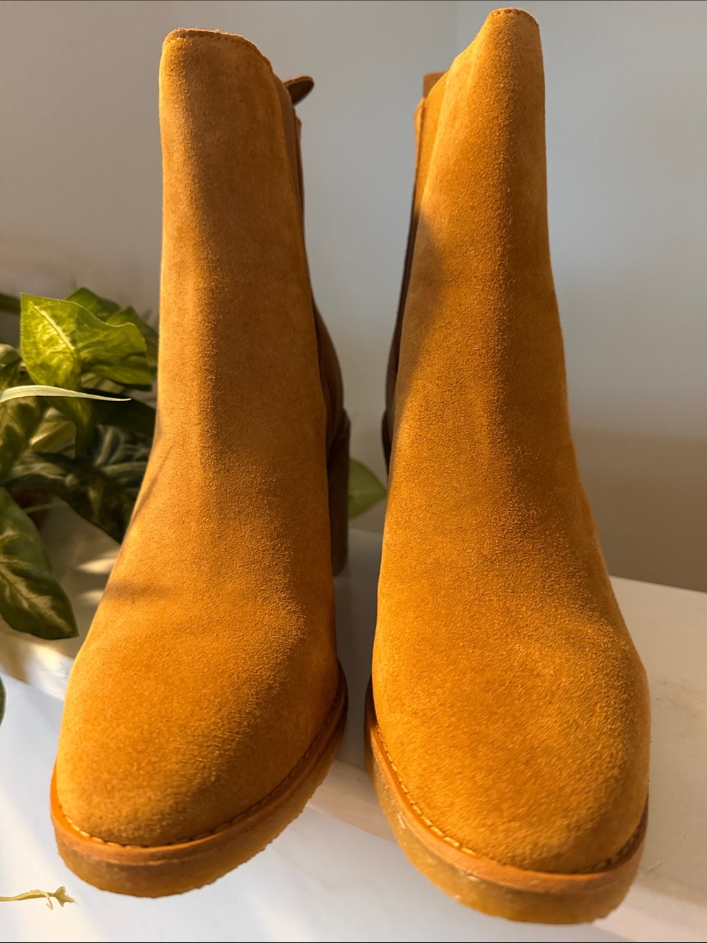 Lauren Ralph Lauren Mustard Suede Chelsea Booties